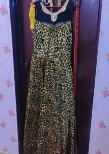 Velvet Women Gown Tiger Print