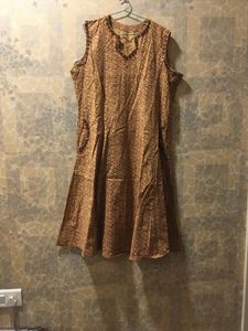cotton block print anarkali full suit set.