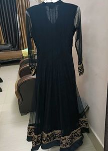 Elegant Black Sheer Embroidered Anarkali Dress