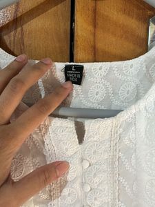 New White Embroidered Kurti