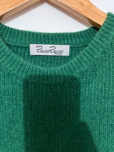 Green Ruffle Sleeve Knit Top