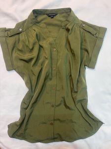 Olive Green Short Sleeve Blouse