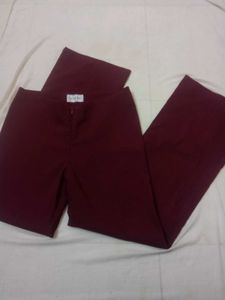 Burgundy Split Hem Pants