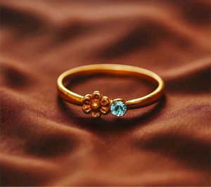 Gold Plated Ring with Gemstones (Set of 3)