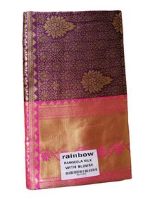 Purple &amp; Gold Floral Saree
