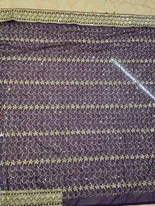 Elegant Purple Saree with Sequin Work