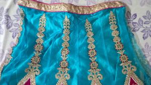Sky Golden With Pink Very Nice Lehenga Choli