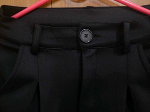Black Mid Rise Pocket Wide Leg Trousers