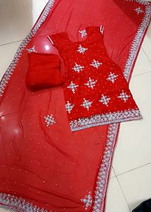 Pearls And Diamond Stone Heavy Dupatta Set