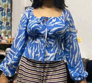 Stretchable Cottage Type Printed Crop Top