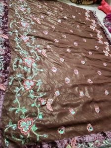 vintage saree with velvet border.