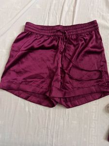 Burgundy Satin Night Suite Set
