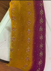 Ombre Saree With Mirror Work & Stone Embellishment
