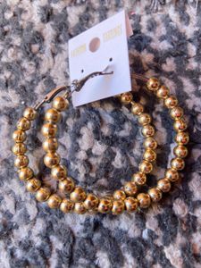 Gold Beaded Hoop Earrings