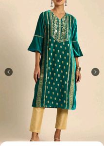 Elegant Green Velvet Kurta