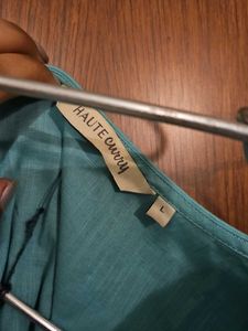 Teal Embroidered Button-Down Dress
