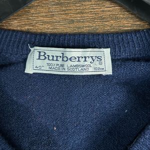 Burberrys Navy V-Neck Sweater