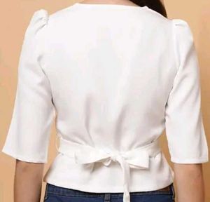 Chic White Wrap Top