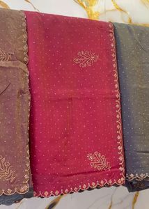 Heavy Stones Saree  With Blouse