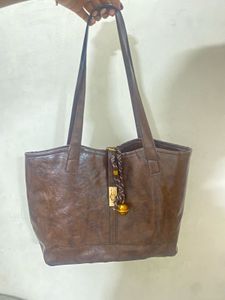 Vintage Brown Leather Tote Bag