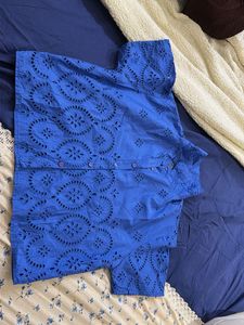 Blue Embroidered Top