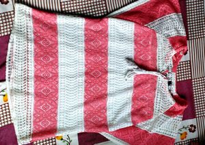 Pink & White Striped Lace Top