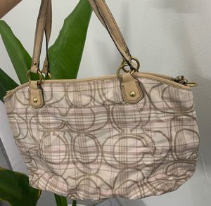COACH Coded Beige Pink Shoulder Bag