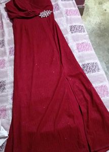 Elegant Red Maxi Dress with padding inside