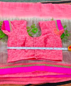 Pink Floral Saree with Blouse