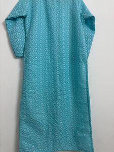 blue chikankari kurti