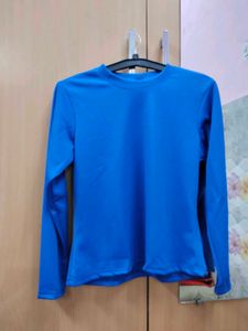Stylish Blue Long Sleeve Crop Top (K)