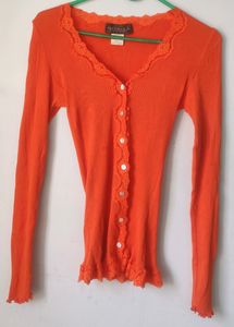 Coral Lace Silk Fitted Top
