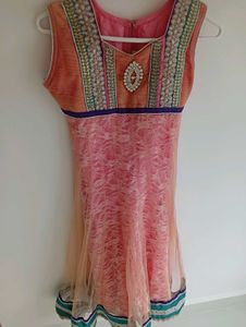 Coral Net Anarkali suit