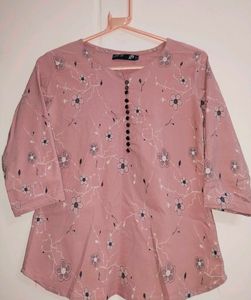 Pink Floral Print Tunic Top