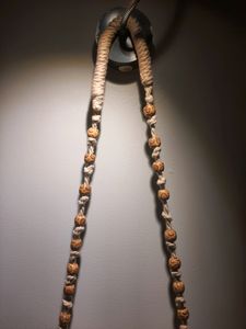 Hand Made Macrame Thread Off-white With Beads Handle Sling Bag