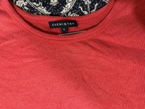 Chemistry-women Solid Ribbed T-shirt Size-small