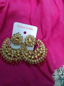 Red And Golden Partywear Earrings