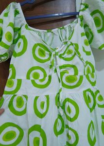 White and Green Midi Dress (Bust 34)