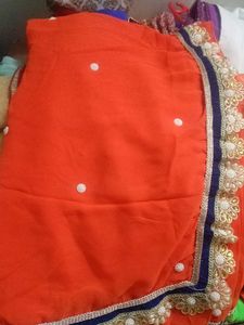 Orange Embellished Saree