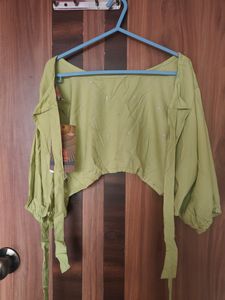 Lime Green Backless Blouse / Crop Top (Women)