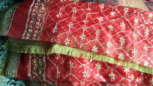 Red Embroidered Dupatta
