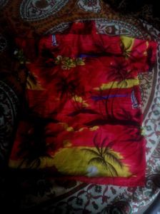 Red Tropical Print Shirt