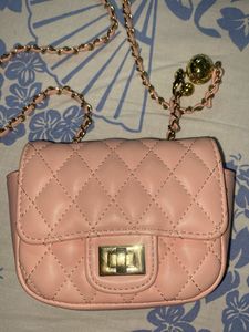 Pink Quilted Crossbody Bag