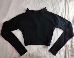 Black Zip-Up Mock Neck Top