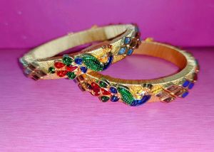 Silk Thread Kundan Bangles