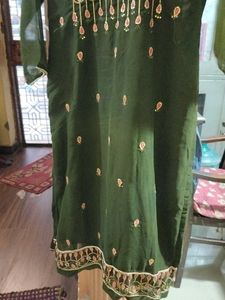 Green Embroidered Kurta Set
