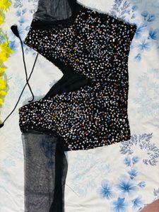 Sequin Embellished Black Blouse