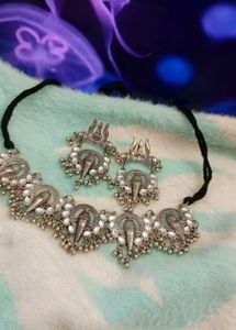 Oxidized Silver Necklace Set