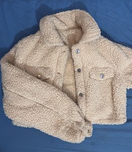 cropped Cream fur Jacket