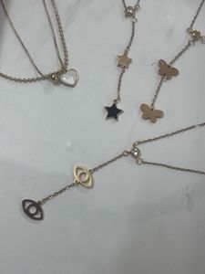 Gold Charm Necklaces combo of 4 layered necklace